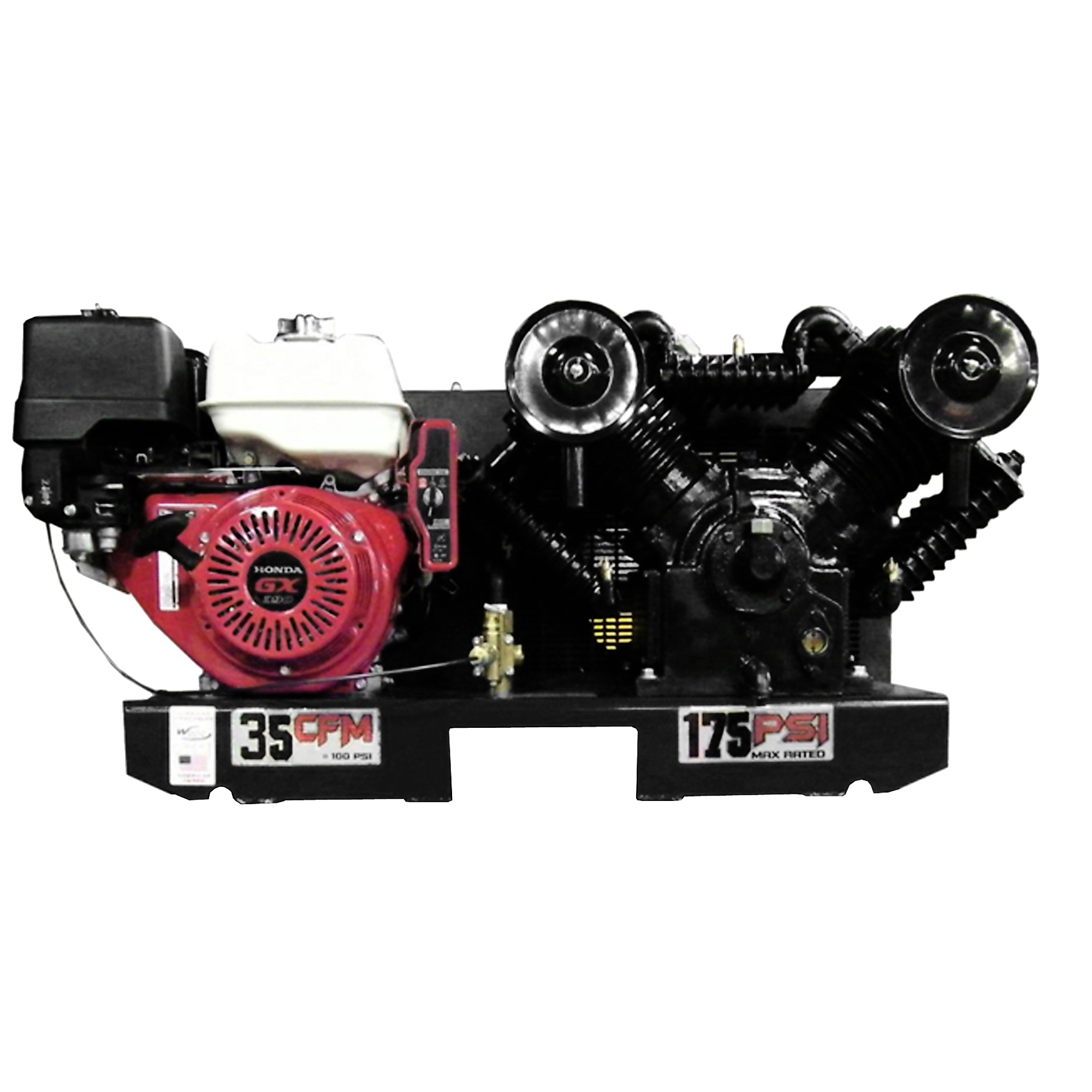 EAGLE, 35 CFM 2 Stage Skid Mount No Tank, Horsepower 13 HP, Air Tank Size 30 Gal, Model# 13GSKTRKE-V4